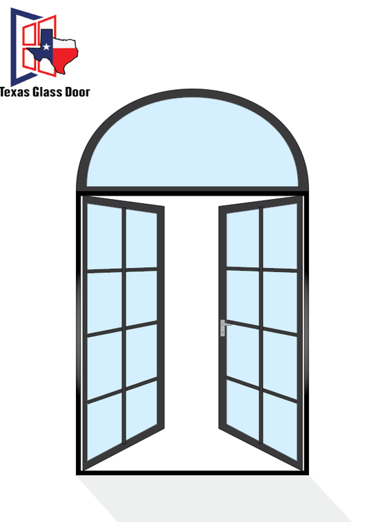 Aluminum Double French Door - Round Top - 8 Line