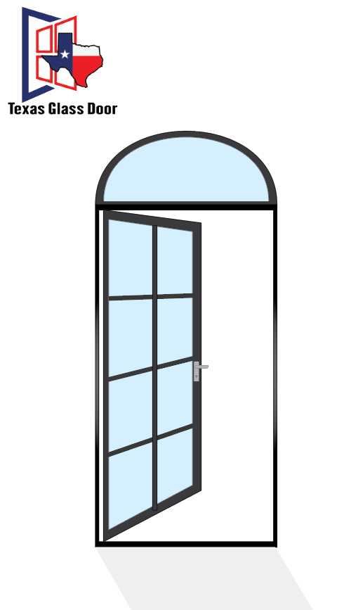 Aluminum Single French Door- Arched Top - 8 Line