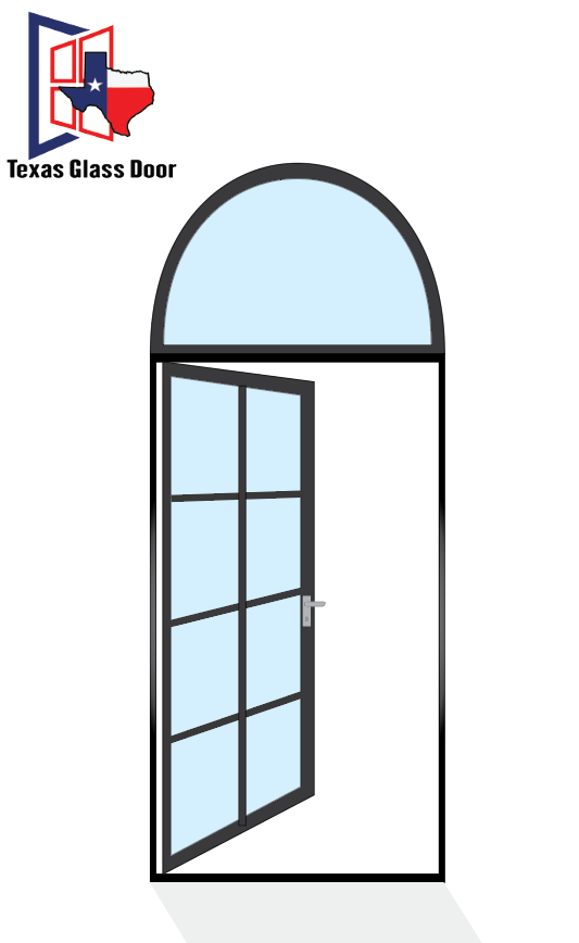 Aluminum Single French Door- Round Top - 8 Line