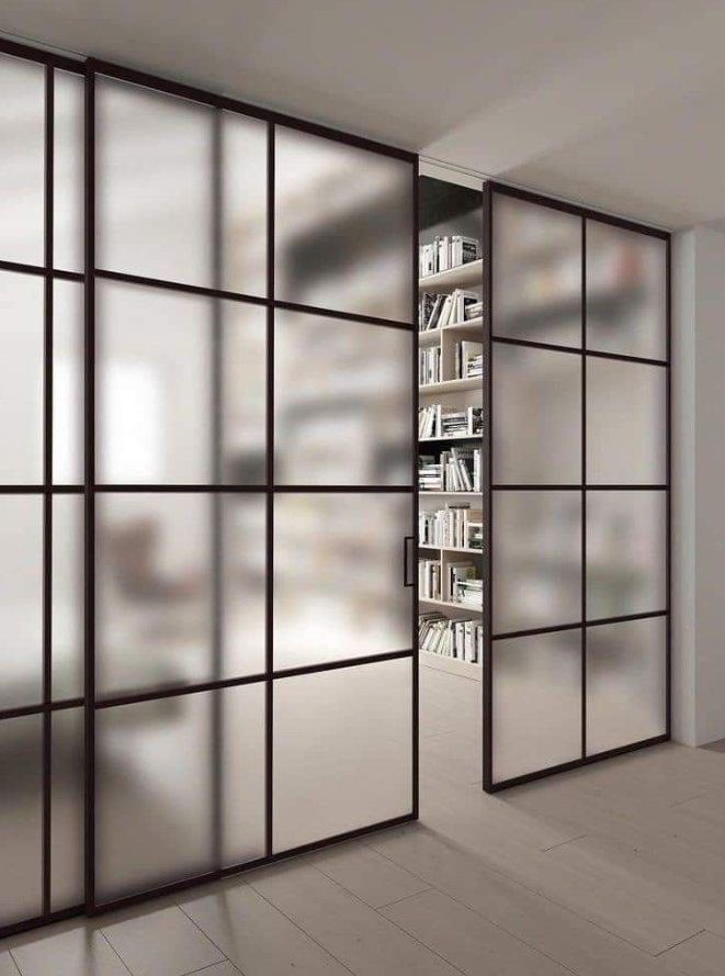 Glass Wall Partition With Sliding Door