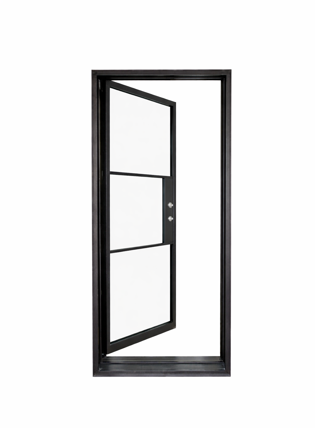 Iron Single French Door – 37"x80", Left hand, 3-Lite, Square Top, Inswing, TEXAS GLASS DOOR