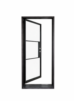 Iron Single French Door – 37"x80", Left hand, 3-Lite, Square Top, Inswing, TEXAS GLASS DOOR