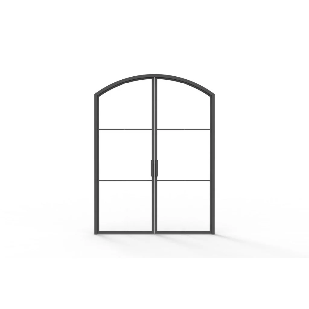 Iron Double French Door – Arch Top, 3-Lite