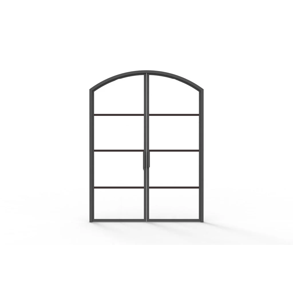 Iron Double French Door – Arch Top, 4-Lite