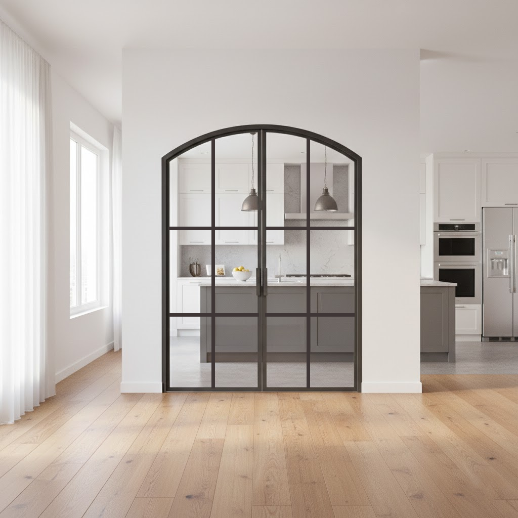 Iron Double French Door – Arch Top, 6-Lite