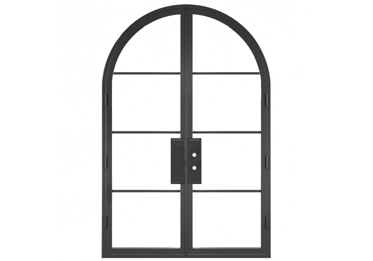 Iron Double French Door – Round Top, 4-Lite