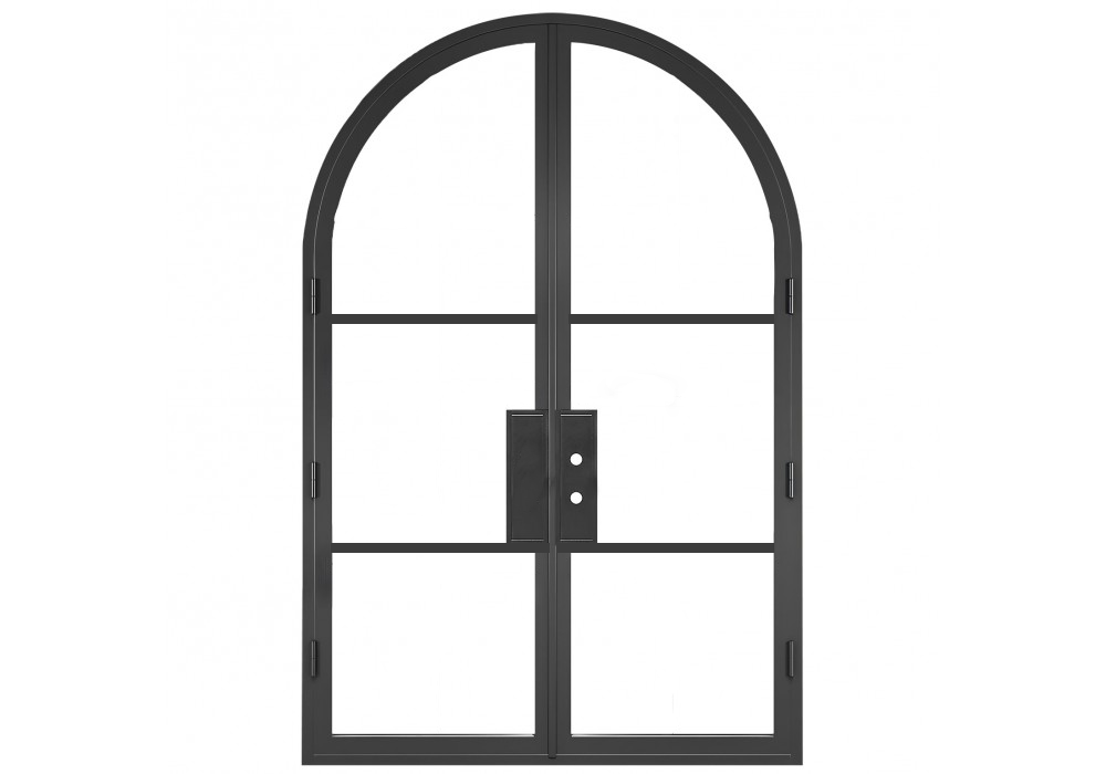 Iron Double French Door – Round Top, 3-Lite