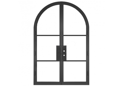 Iron Double French Door – Round Top, 3-Lite