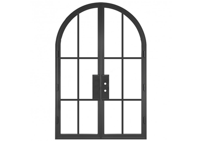 Iron Double French Door – Round Top, 6-Lite