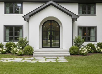Iron Double French Door – Round Top, 3-Lite
