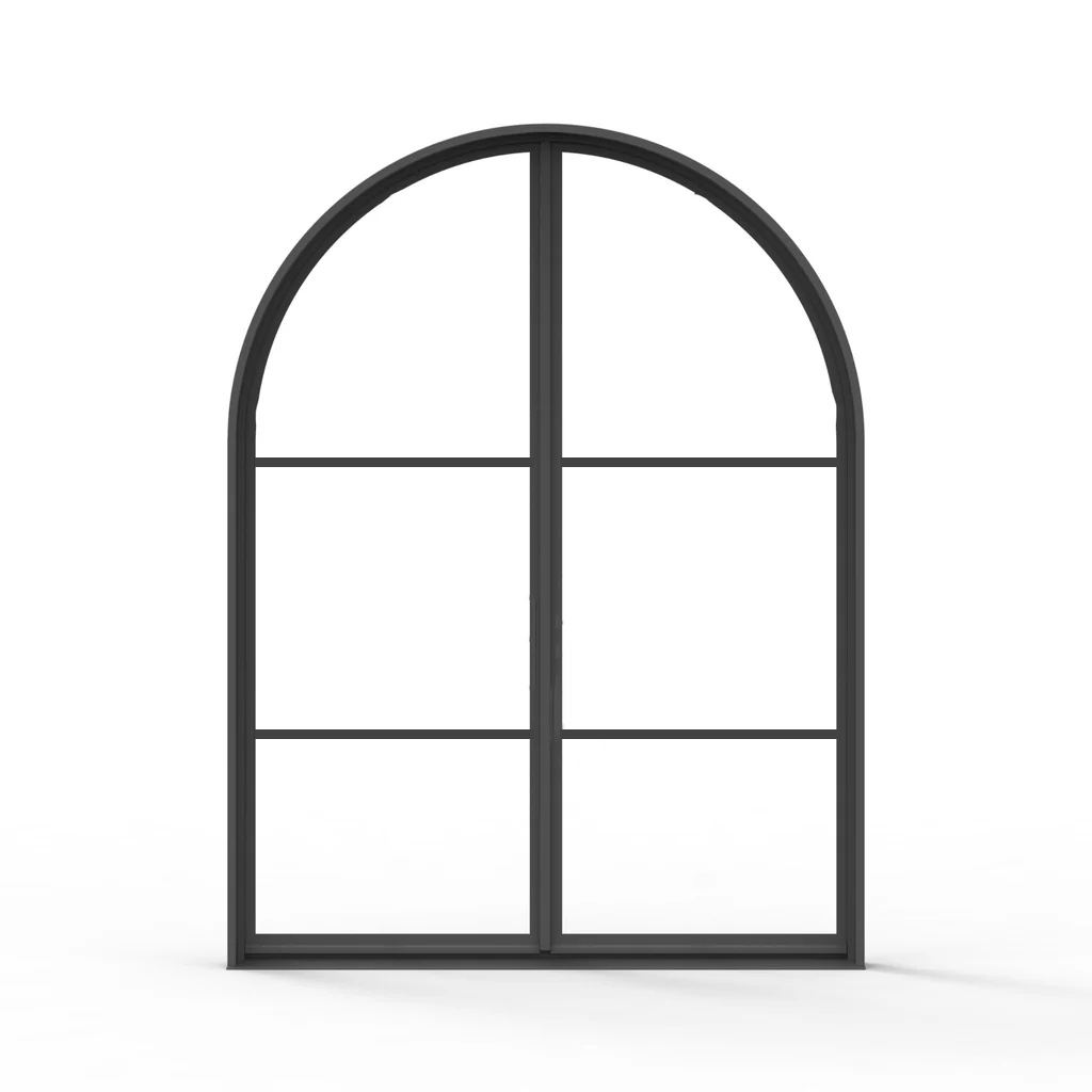 Iron Double French Door – Round Top, 3-Lite