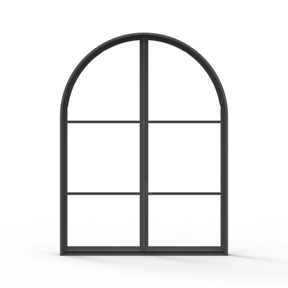 Iron Double French Door – Round Top, 3-Lite