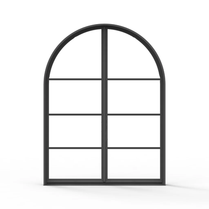 Iron Double French Door – Round Top, 4-Lite