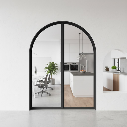 Iron Double French Door – Round Top, 0-Lite