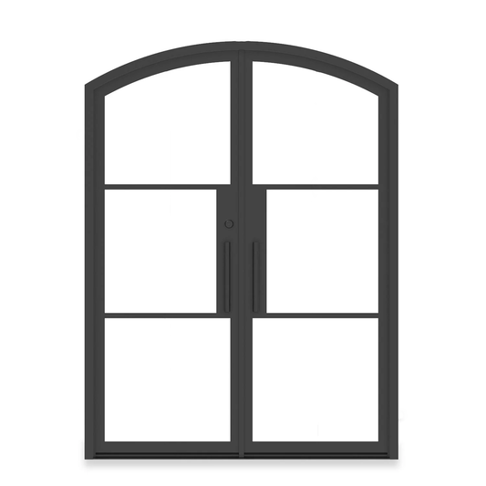 Iron Double French Door – Arch Top, 3-Lite
