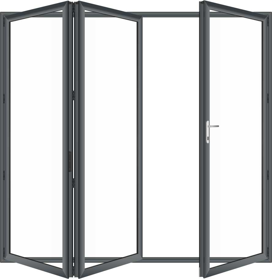 Aluminum Bi-fold Door – 120"x96", 0-Lite, 3 Panel, Right Hand