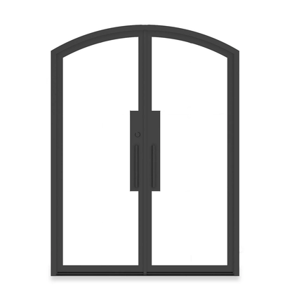 Iron Double French Door – Arch Top, 0-Lite
