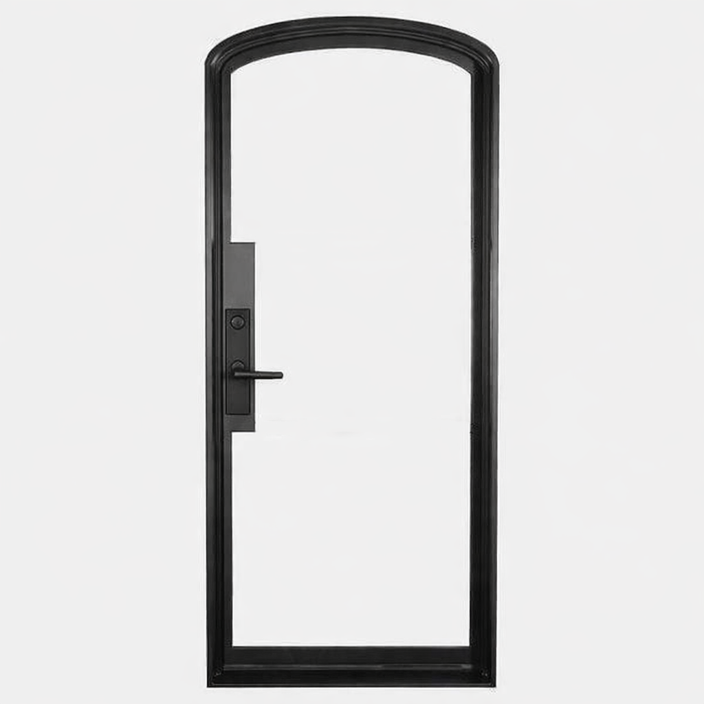 Iron Single French Door – Arch Top, 0-Lite