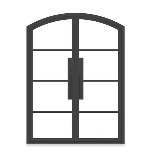 Iron Double French Door – Arch Top, 4-Lite