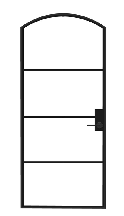 Iron Single French Door – Arch Top, 4-Lite