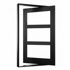 Iron pivot door 3-lite Texas custom - Texas Glass Door