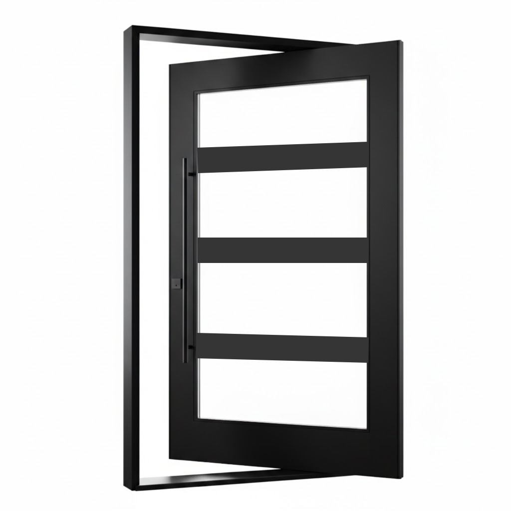 Iron pivot door 4-lite custom Texas - Texas Glass Door