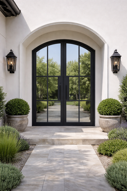 Iron Double French Door – Arch Top, 6-Lite