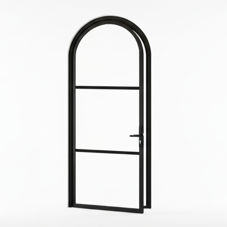 Aluminum single door round top 3-lite Texas - Texas Glass Door