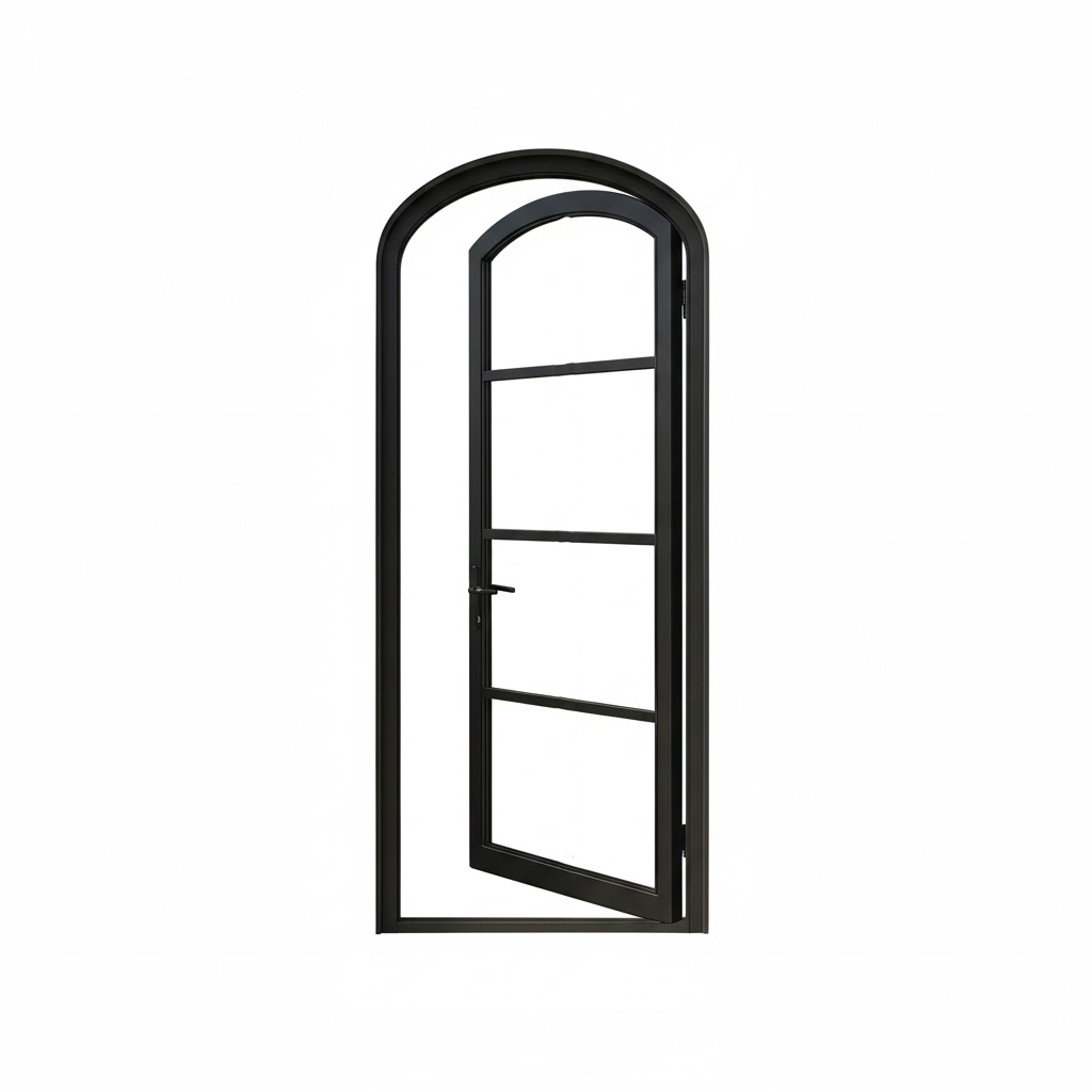 Aluminum single door arch top 4-lite Texas - Texas Glass Door