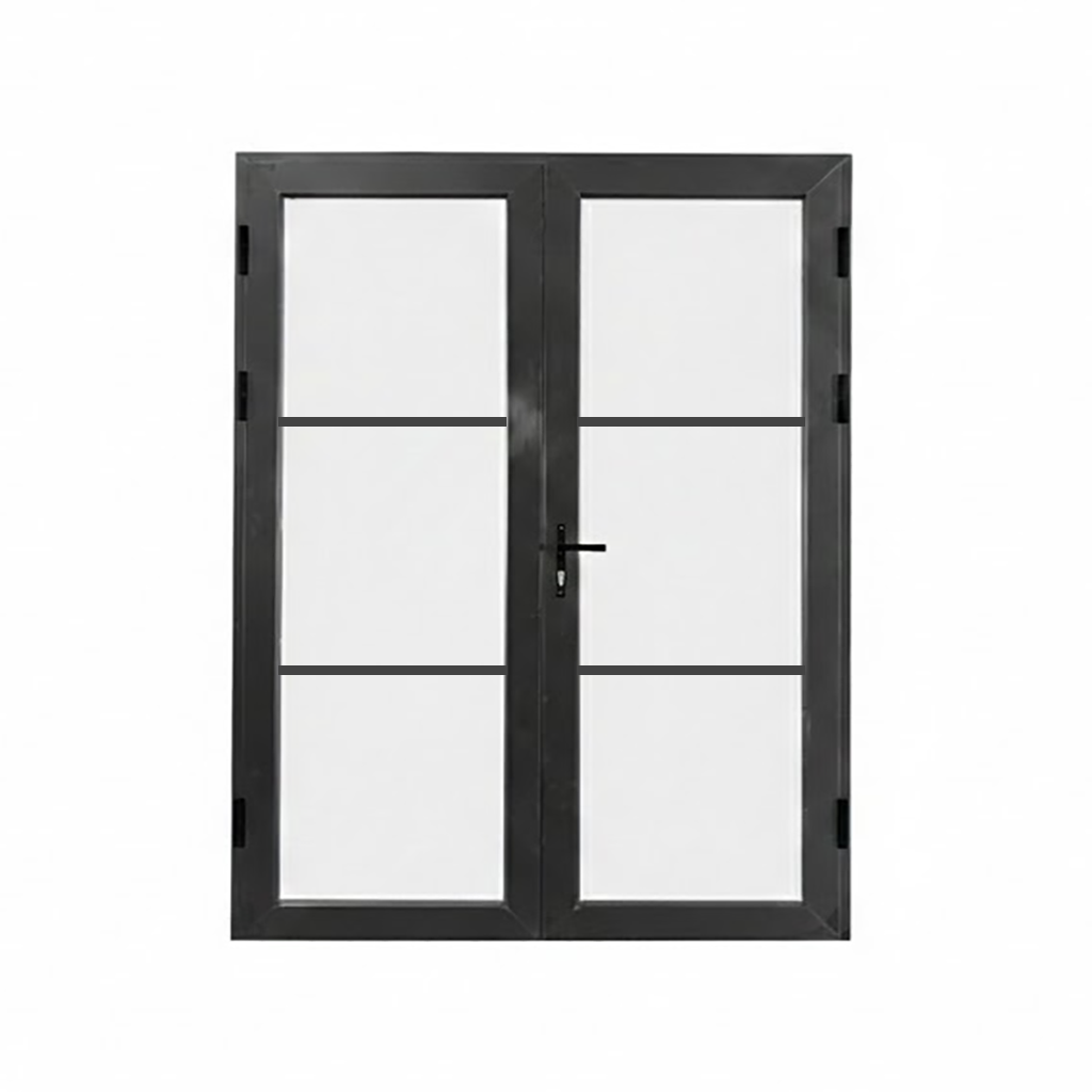 Aluminum double door square top 3-lite Texas - Texas Glass Door