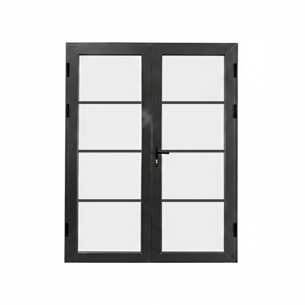 Aluminum double door square top 4-lite Texas - Texas Glass Door