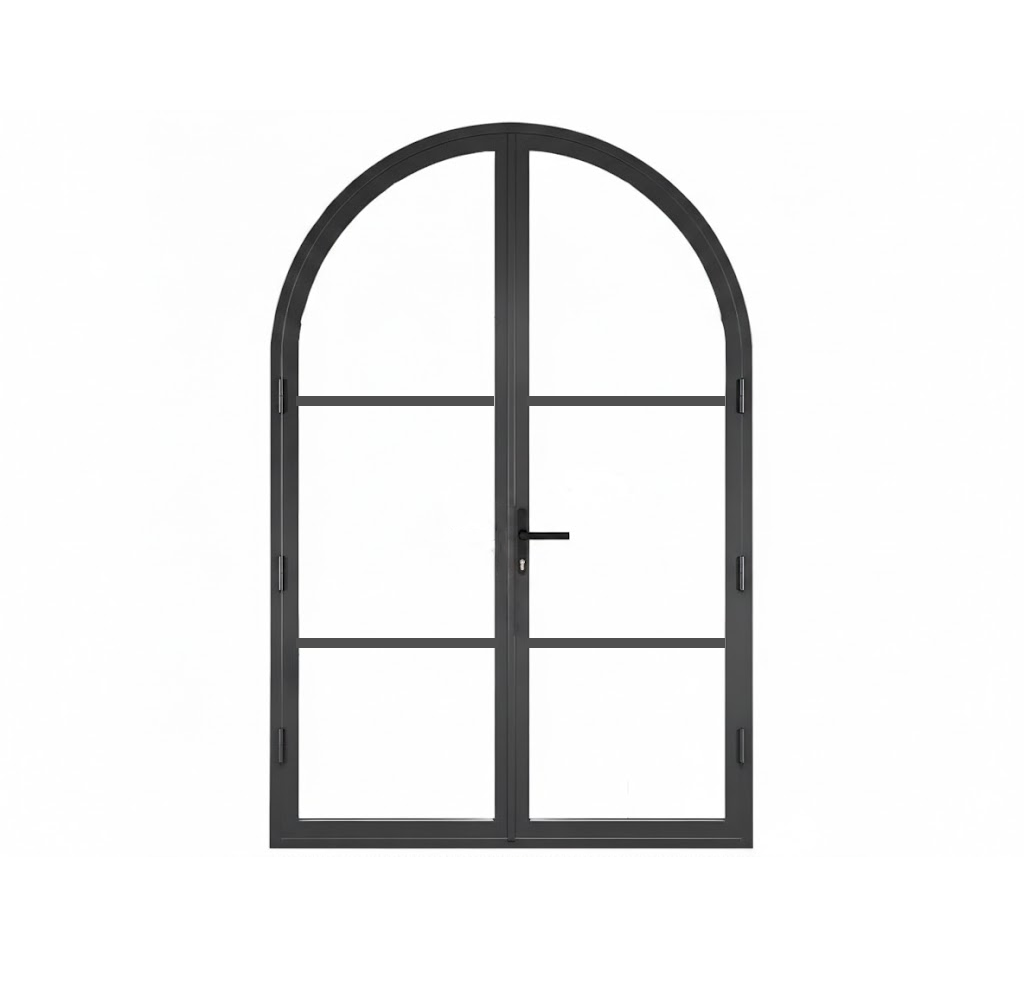 Aluminum double door round top 3-lite Texas - Texas Glass Door