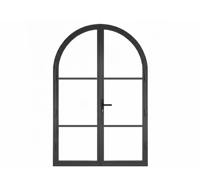 Aluminum double door round top 3-lite Texas - Texas Glass Door