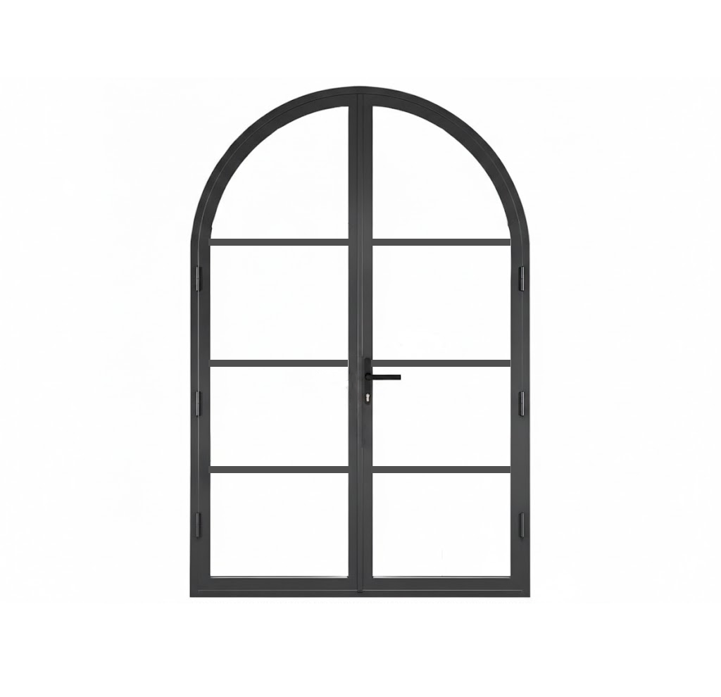 Aluminum double door round top 4-lite Texas - Texas Glass Door