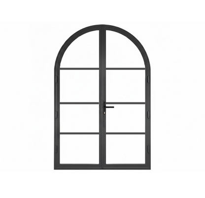 Aluminum double door round top 4-lite Texas - Texas Glass Door