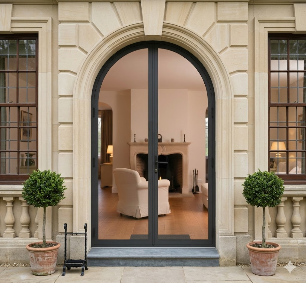 Thermal break aluminum double door round top elegant Texas