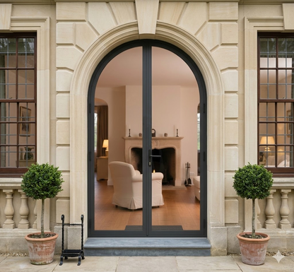 Thermal break aluminum double door round top elegant Texas