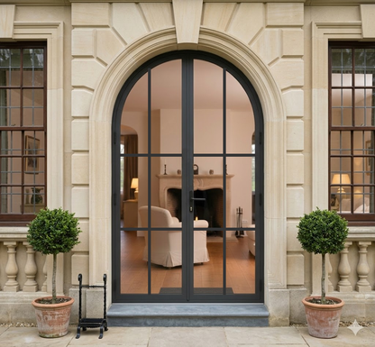 Aluminum double door round top 6-lite ornate Texas Glass Door