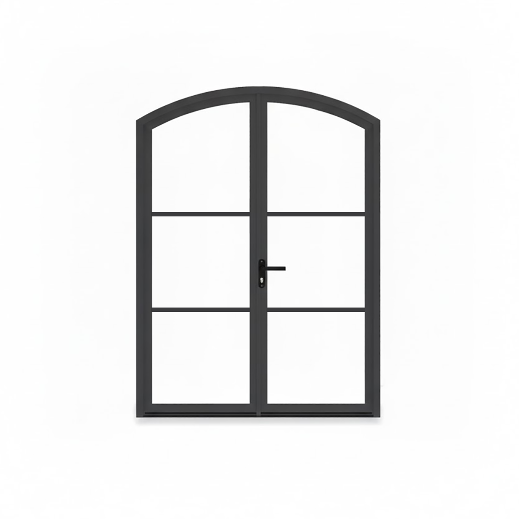 Aluminum double door arch top 3-lite Texas - Texas Glass Door
