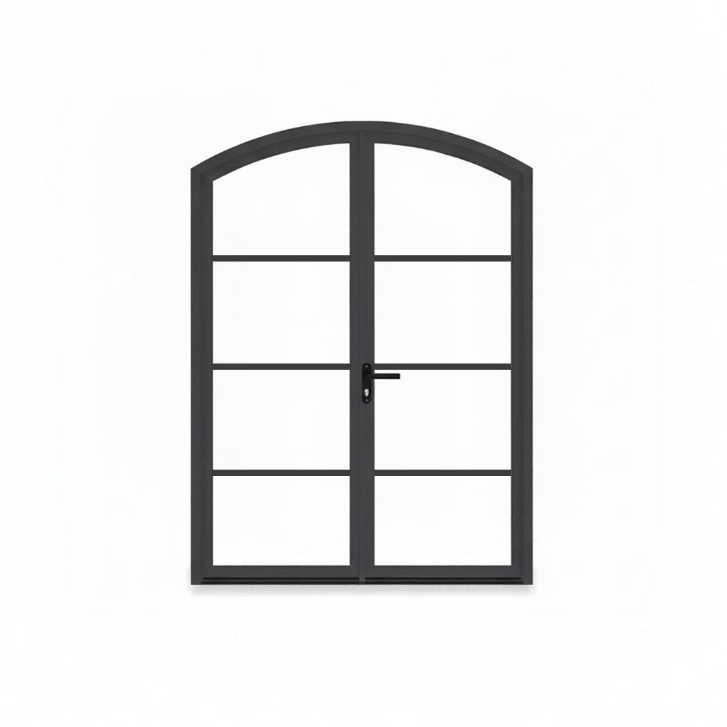 Aluminum double door arch top 4-lite Texas - Texas Glass Door