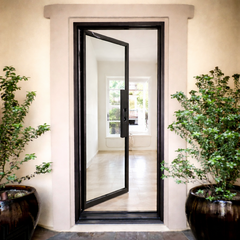 Custom iron single French door square top interior Texas