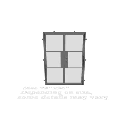 Iron Double French Door - Square Top - 3 Line