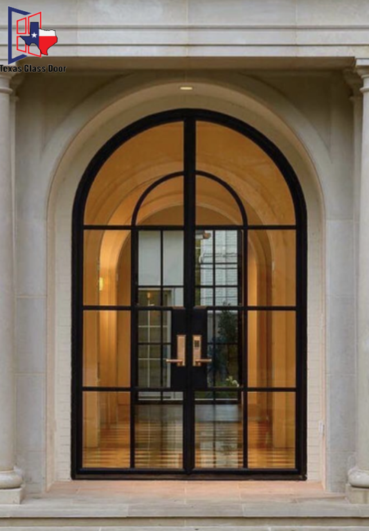 Iron Double French Door- Round Top- 4 Line