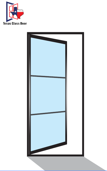 Aluminum Single French Door- Square Top - 3 Line