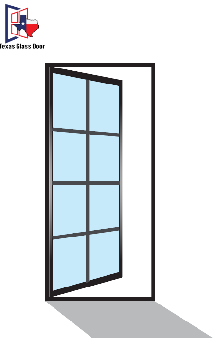 Aluminum Single French Door- Square Top - 8 Line