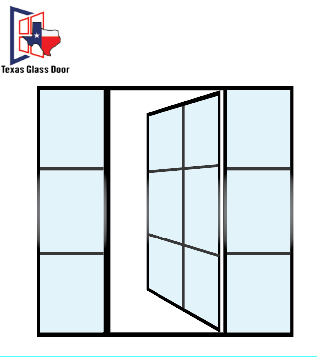 Aluminum Single French Door- with two Sidelights