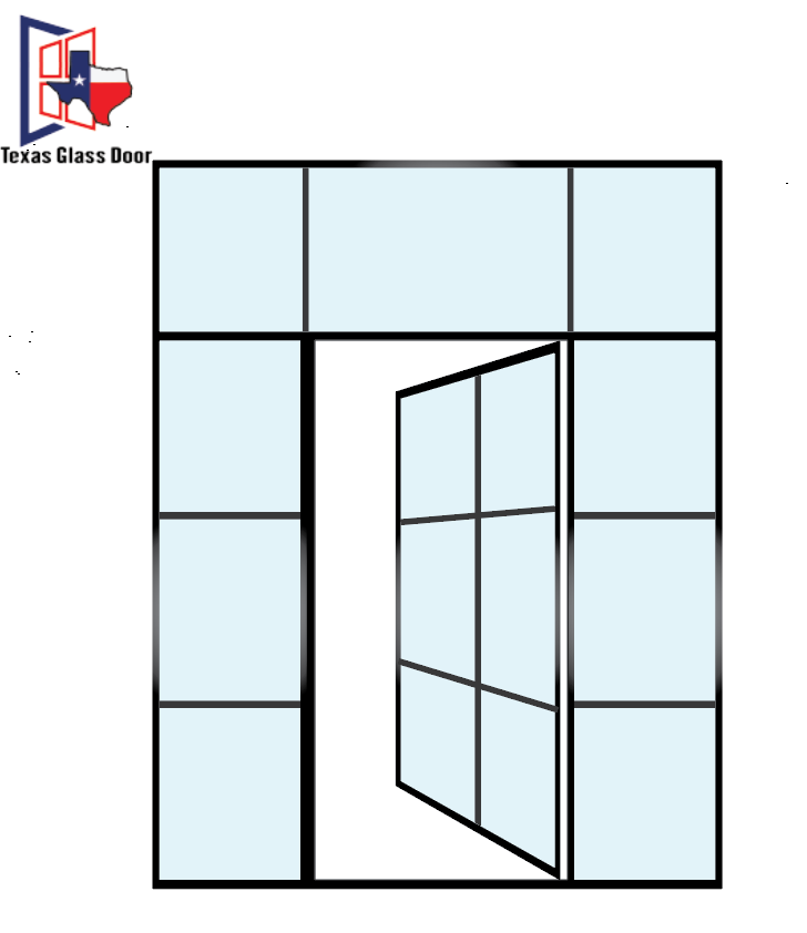 Aluminum Single French Door- - with two Sidelights and Transom