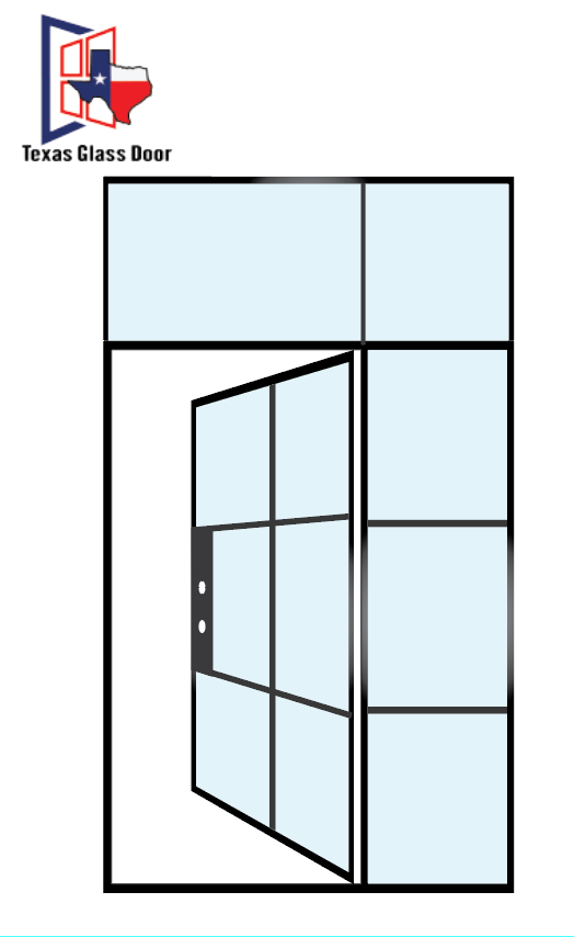 Iron Single French Door- with one Sidelights- Right