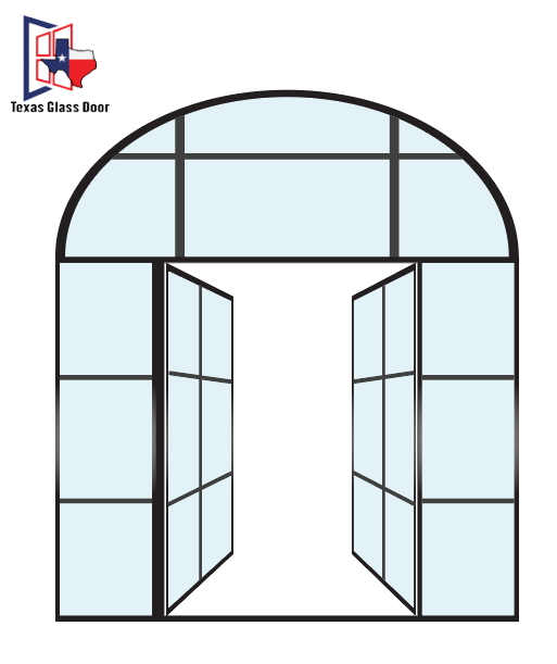 Aluminum Double French Door- with two Sidelights and Round