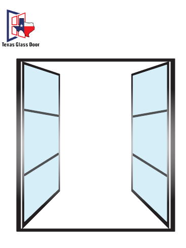 Aluminum Double French Door - Square Top - 3 Line